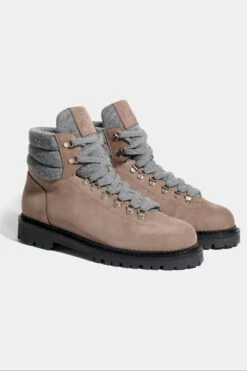 Taupe Nabuk Mountain Boots - Made In Italy
