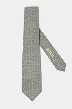 Green Fancy Silk Tie - Made In Italy