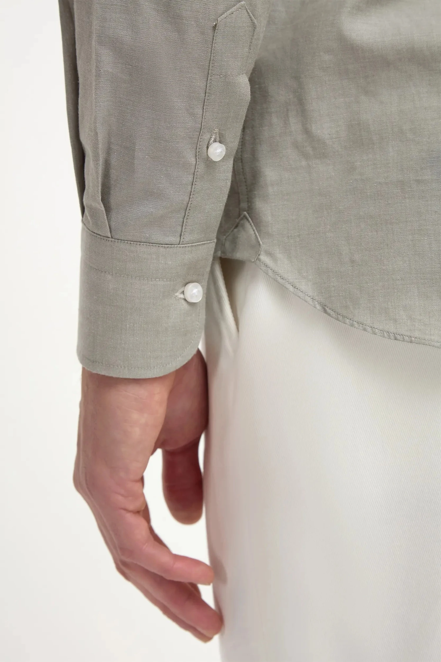 Sage Chambray Button Down Shirt - Made In Italy 6 Sage Chambray Button Down Shirt - Made In Italy - Image 4