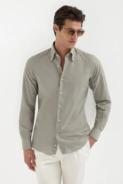 Sage Chambray Button Down Shirt - Made In Italy