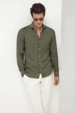 Green Linen Shirt - Made In Italy