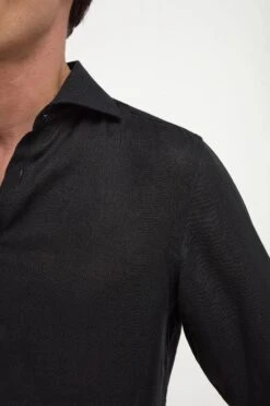 Black Linen Shirt - Made In Italy -Pini Parma Clothing Store 28.10.2024 PINIPARMASS25INDO12965