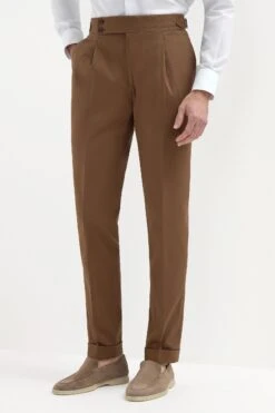 Brown Cotton Soragna Trousers - Made In Italy