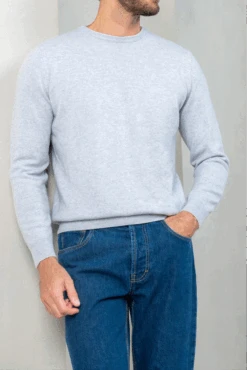 Light Grey Cashmere Round Neck – Made In Italy