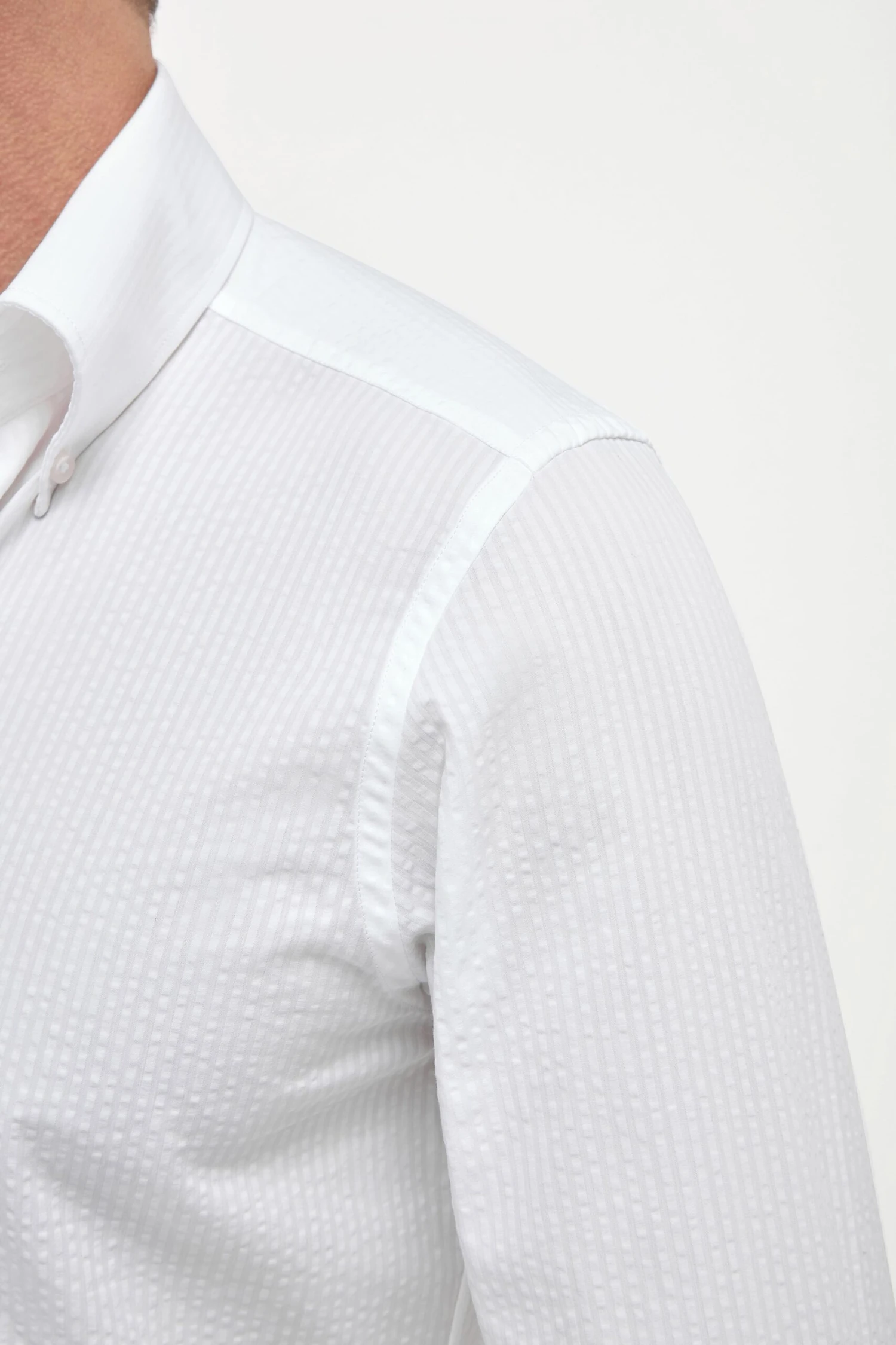 White Seersucker Button Down Shirt - Made In Italy 4 White Seersucker Button Down Shirt - Made In Italy - Image 2