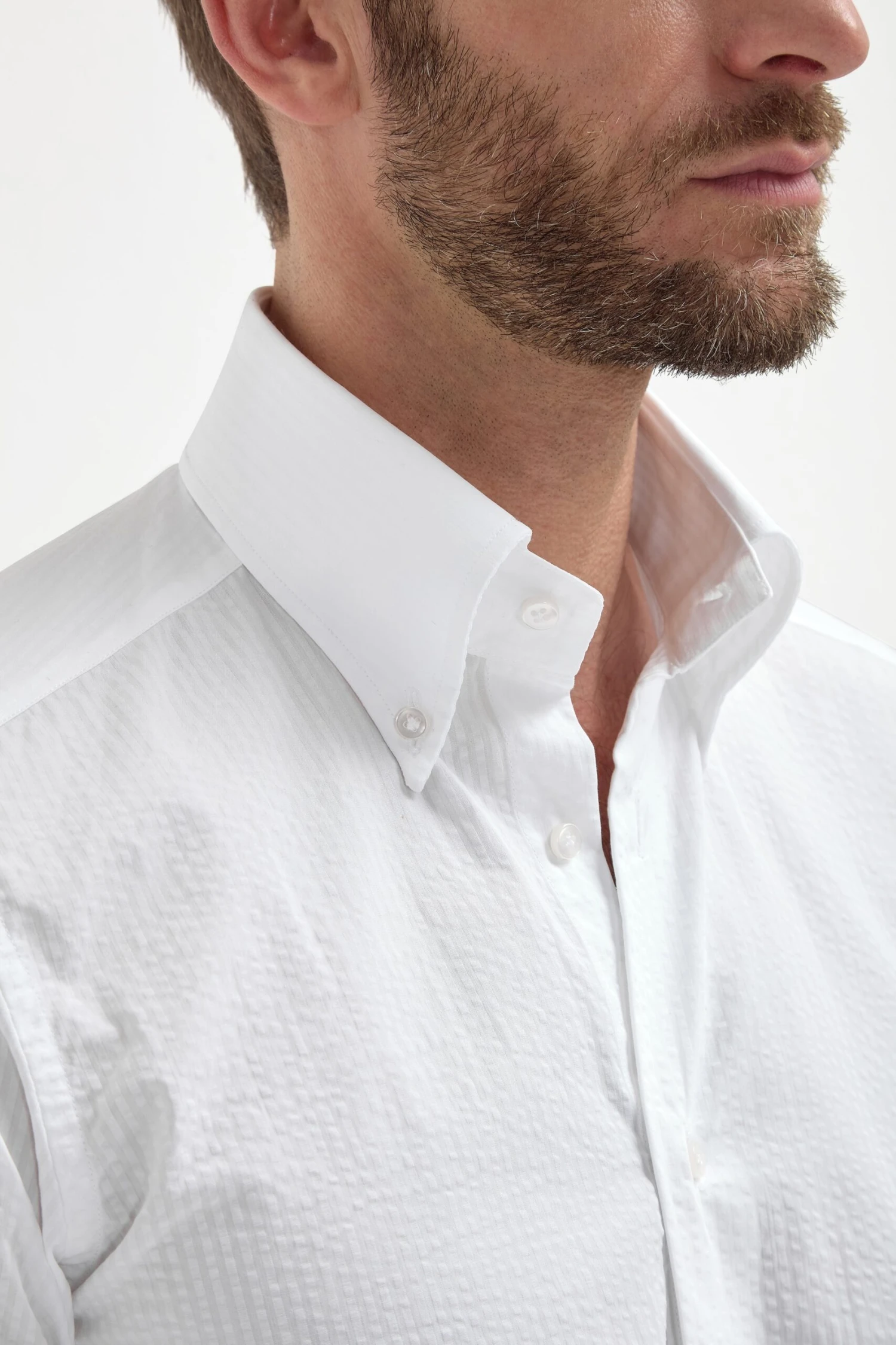 White Seersucker Button Down Shirt - Made In Italy 5 White Seersucker Button Down Shirt - Made In Italy - Image 3