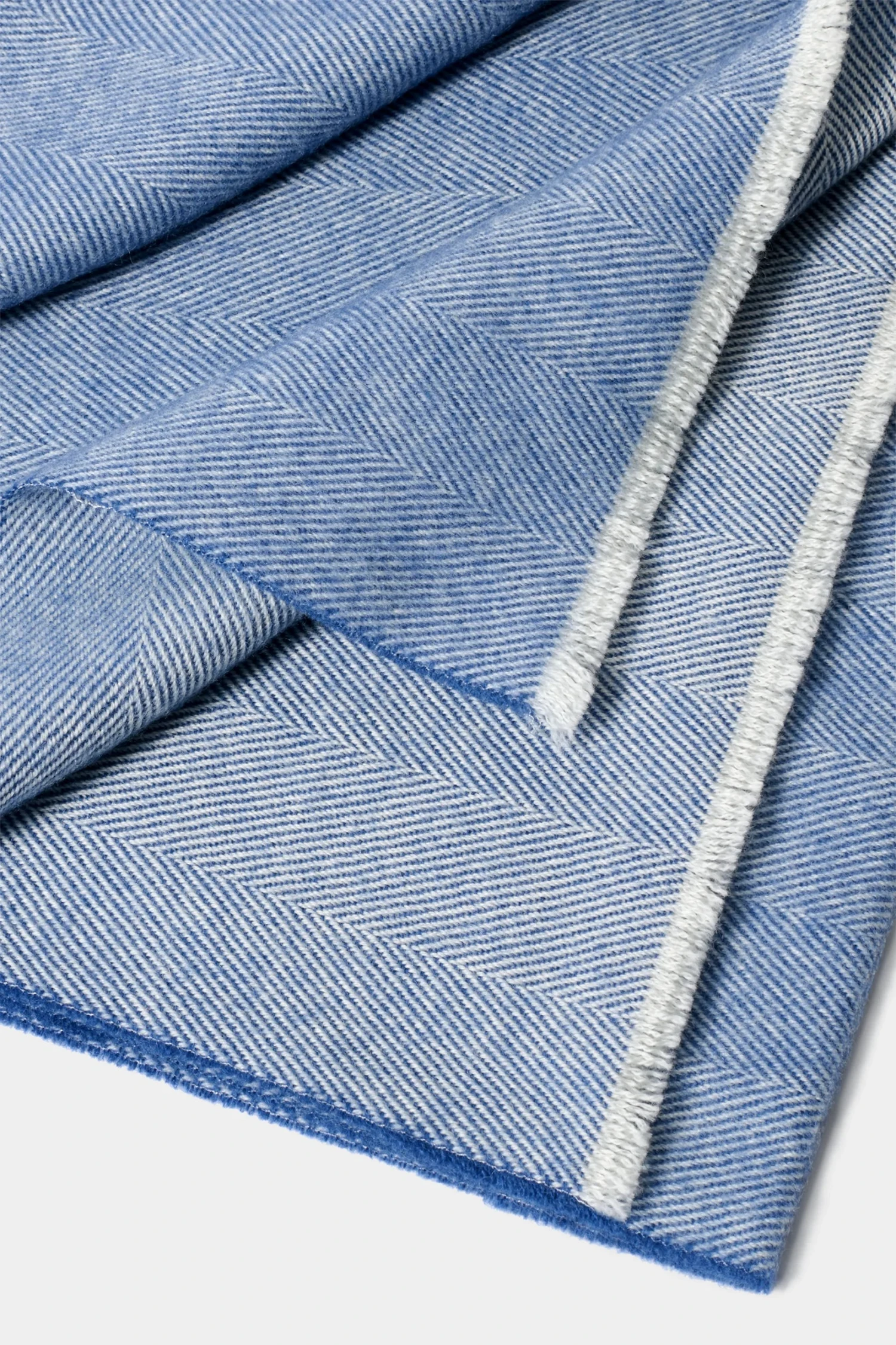 Avio Blue Herringbone Scarf - Made In Italy 4 Avio Blue Herringbone Scarf - Made In Italy - Image 2