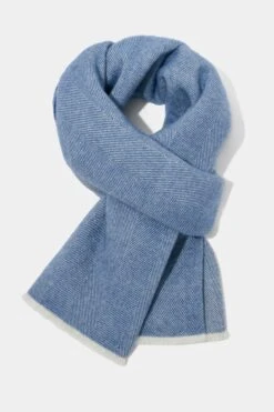 Avio Blue Herringbone Scarf - Made In Italy