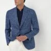 Avio Blue Houndstooth Jacket - Made In Italy 2 Avio Blue Houndstooth Jacket - Made In Italy -Pini Parma Clothing Store Avio blue houndstooth Soragna jacket 2