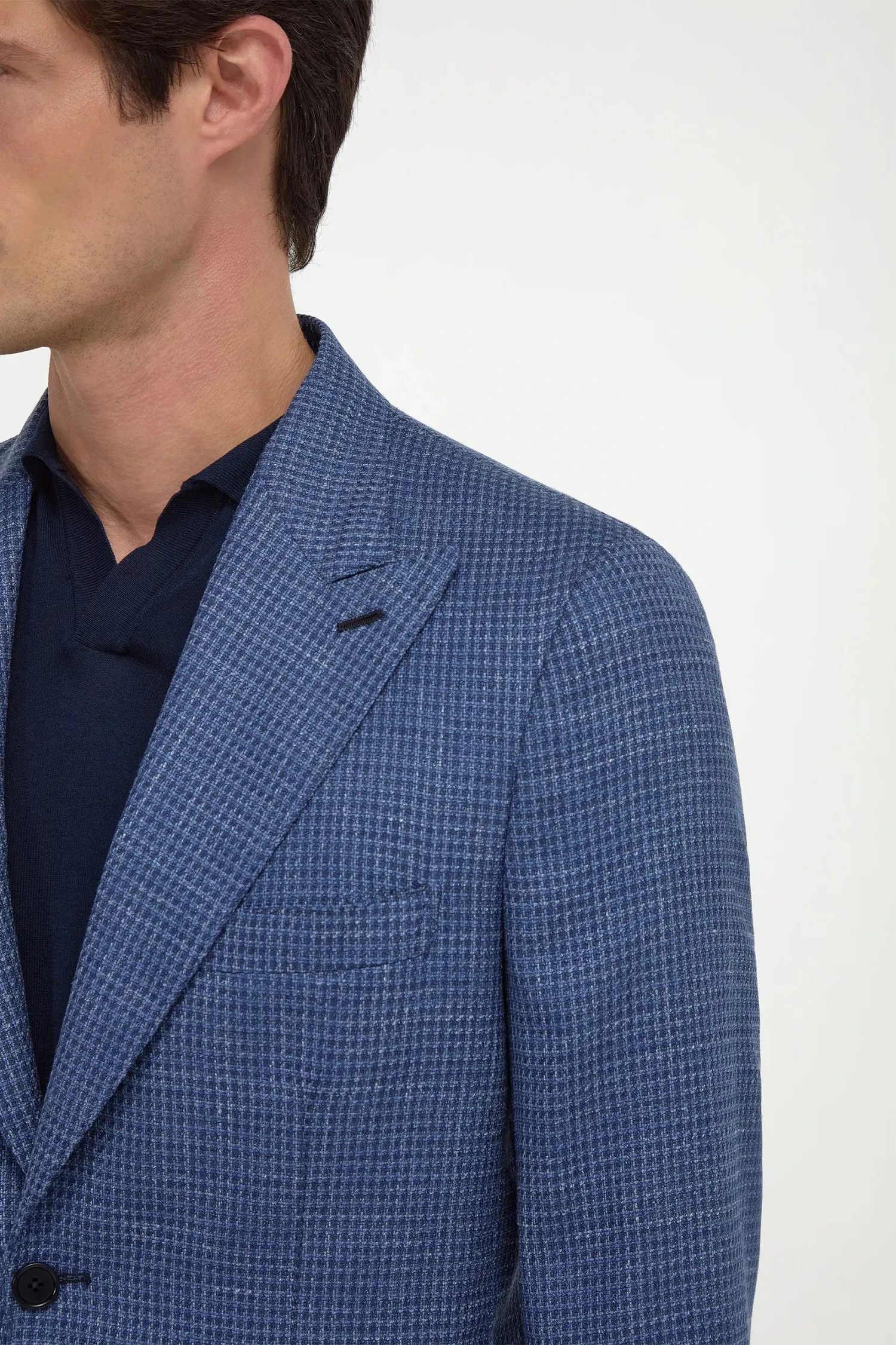 Avio Blue Houndstooth Jacket - Made In Italy 7 Avio Blue Houndstooth Jacket - Made In Italy - Image 5