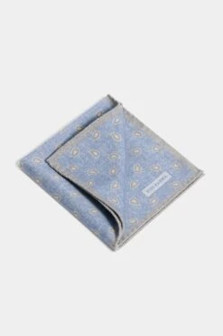 Avio Blue Paisley Pocket Square - Made In Italy