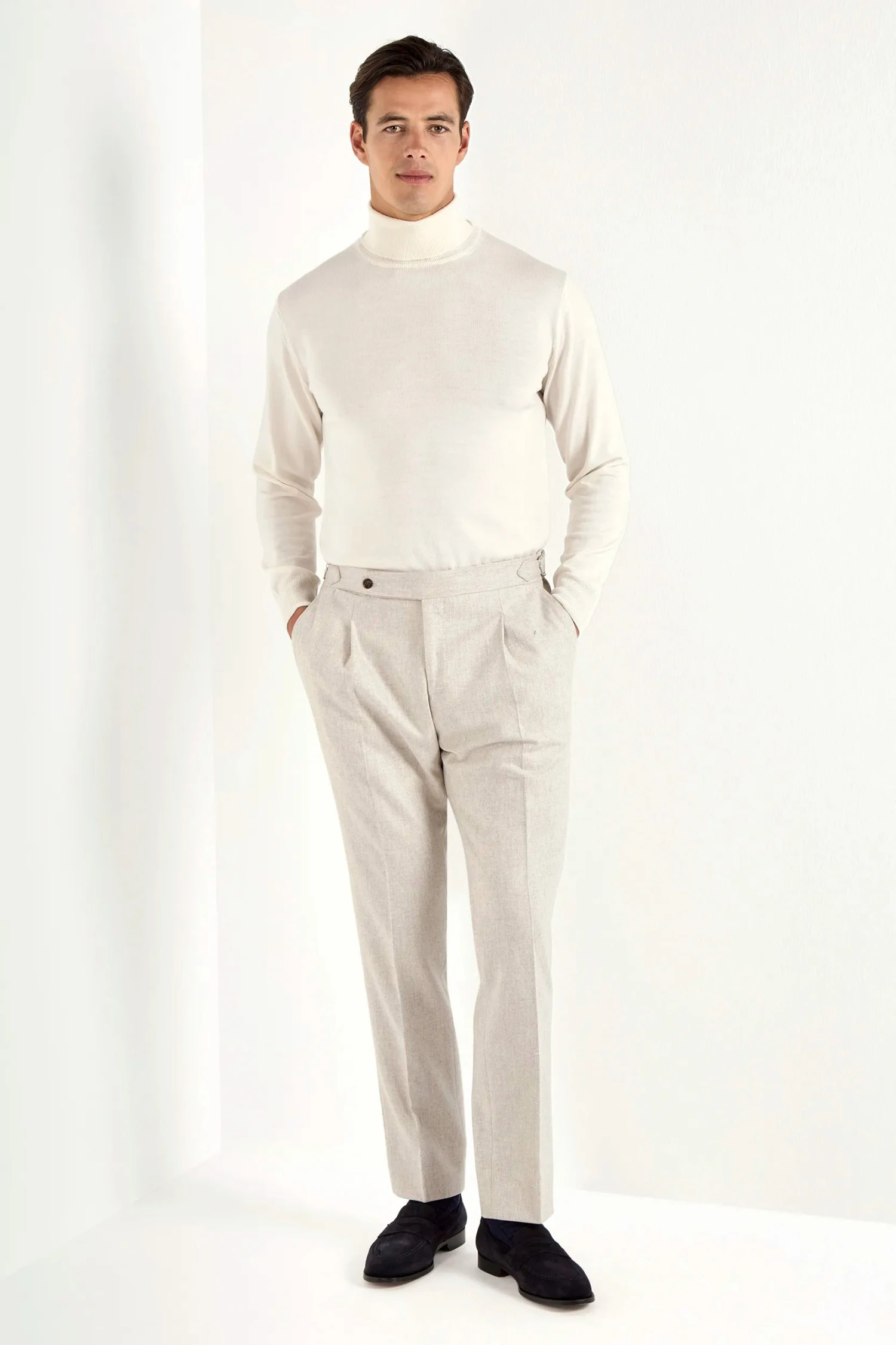 Beige Flannel Roma Trousers - Made In Italy 4 Beige Flannel Roma Trousers - Made In Italy - Image 2