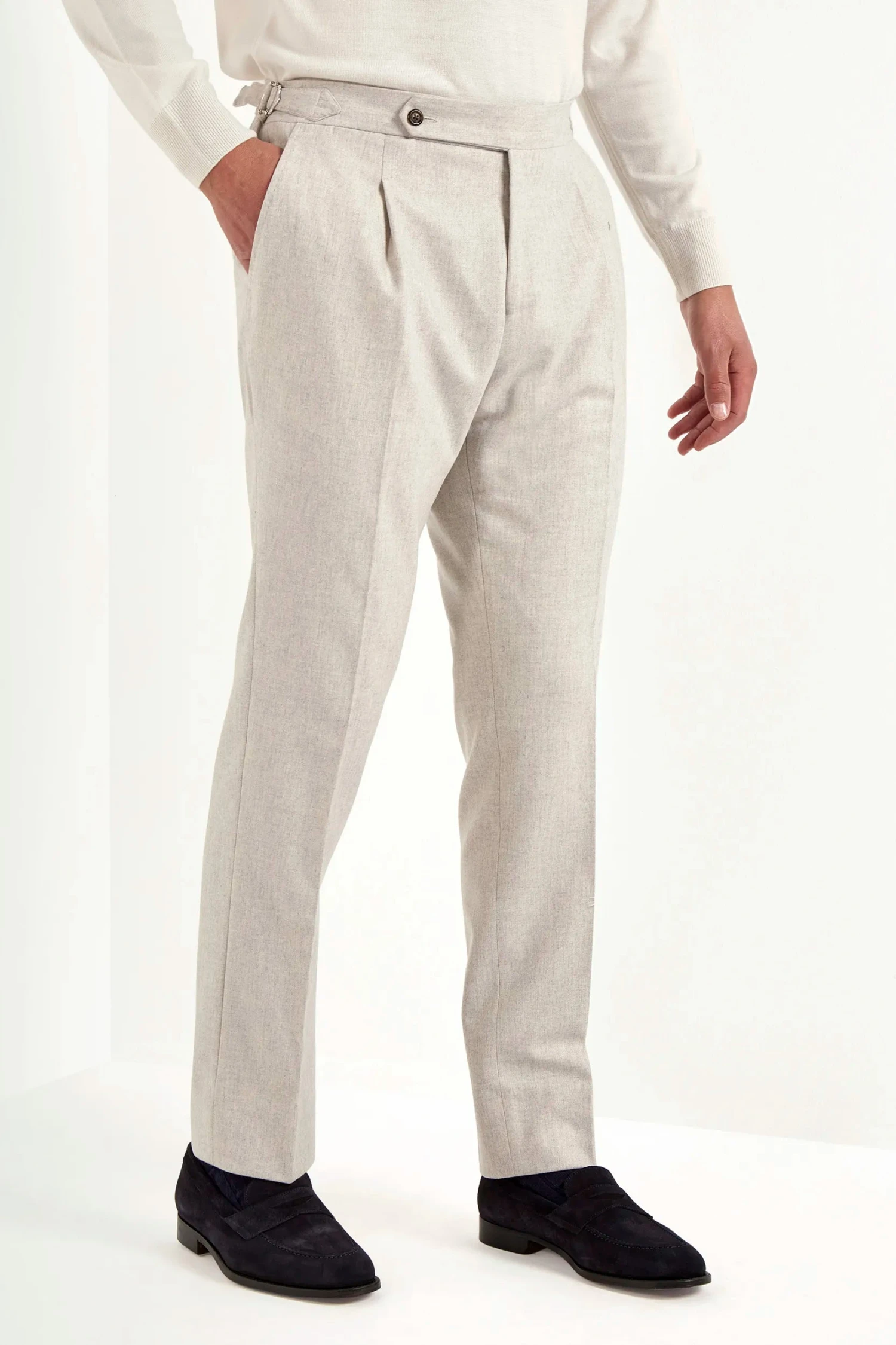 Beige Flannel Roma Trousers - Made In Italy 3 Beige Flannel Roma Trousers - Made In Italy