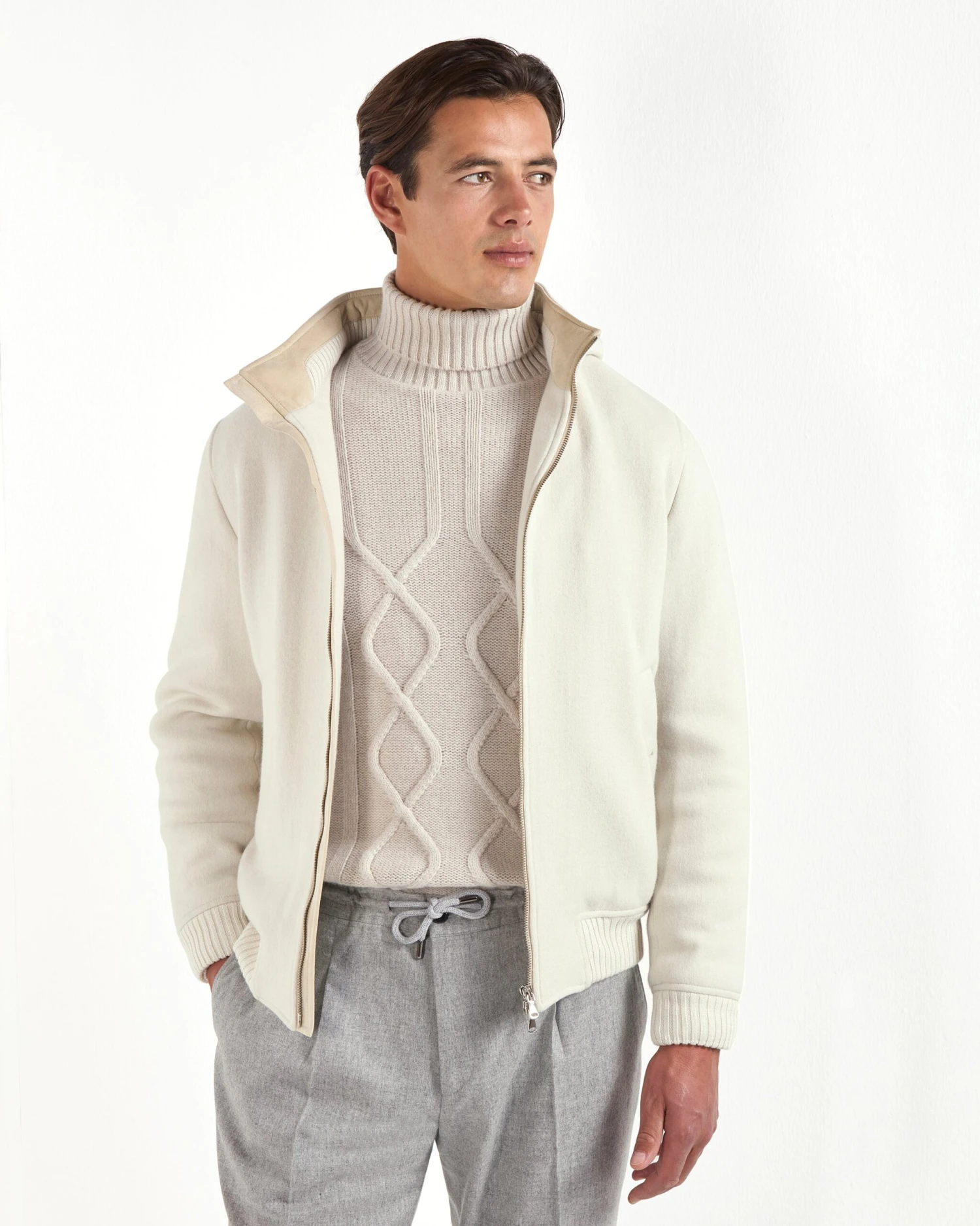 Beige Jacquard Patterned Turtleneck – Made In Italy 5 Beige Jacquard Patterned Turtleneck – Made In Italy - Image 3