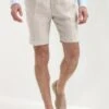 Beige Linen Shorts - Made In Italy -Pini Parma Clothing Store Beige linen shorts 1