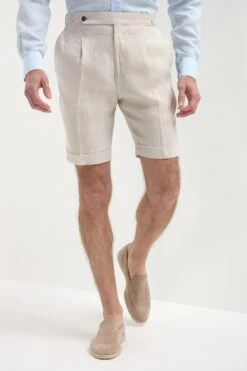 Beige Linen Shorts - Made In Italy