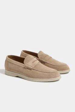 Beige Penny Loafers - Made In Italy