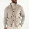 Beige Suede And Knit Bomber - Made In Italy 2 Beige Suede And Knit Bomber - Made In Italy -Pini Parma Clothing Store Beige suede and knit bomber 2