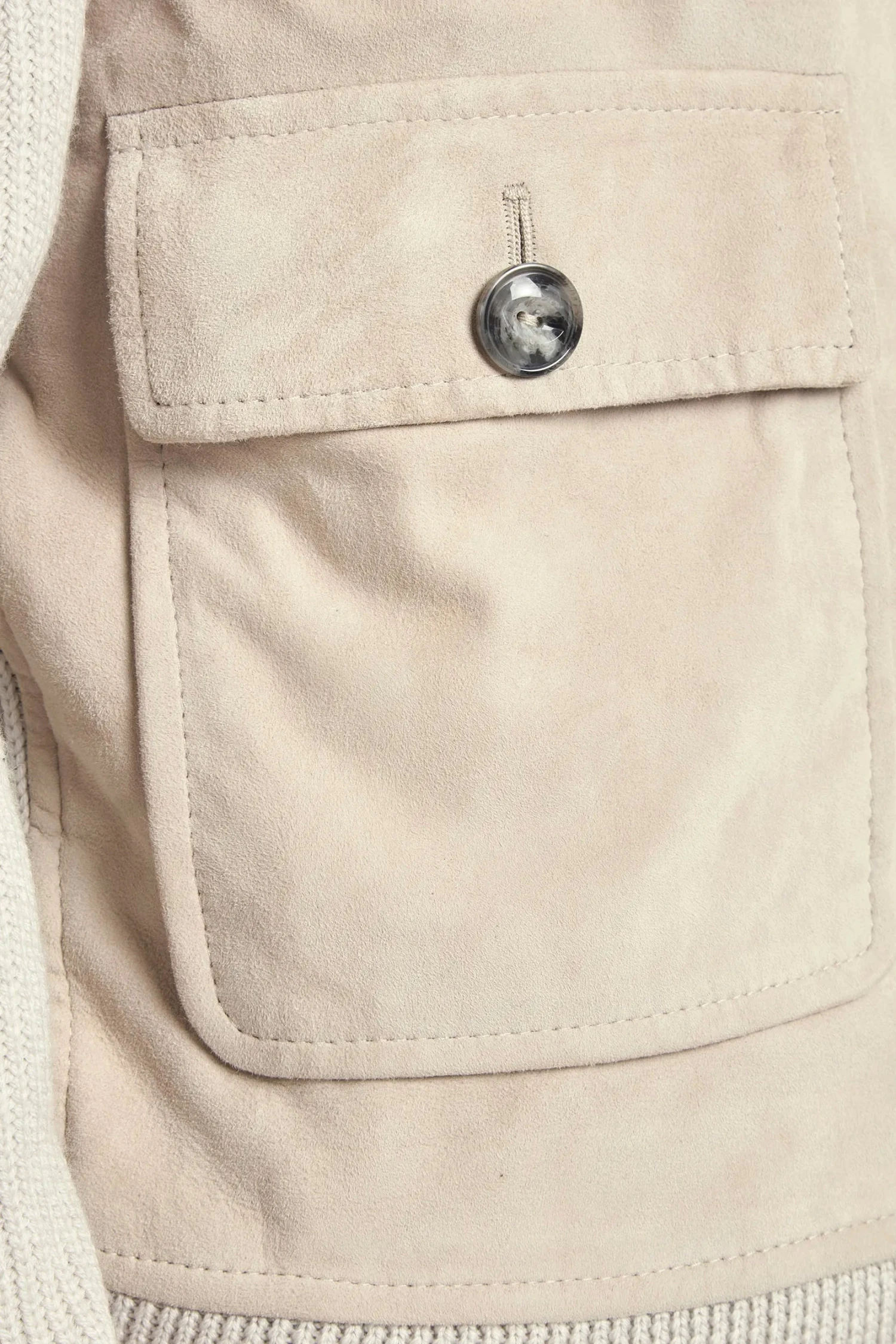 Beige Suede And Knit Bomber - Made In Italy 6 Beige Suede And Knit Bomber - Made In Italy - Image 4