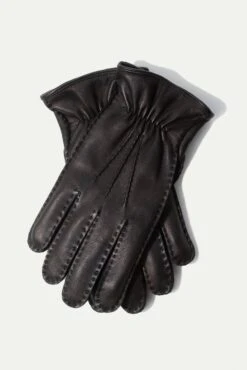 Black Deerskin Leather Gloves - Made In Italy