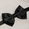 Pre-tied Black Silk Bow Tie - Made In Italy -Pini Parma Clothing Store Black pretied bow tie 1