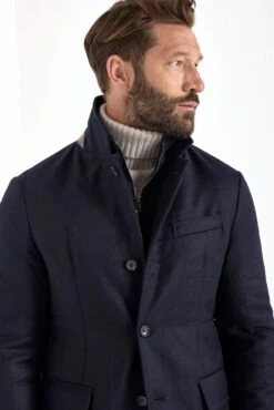 Blue Down Jacket In Wool & Cashmere – Made In Italy -Pini Parma Clothing Store Blue down jacket in wool cashmere 3