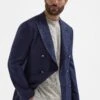 Blue Herringbone Double Breasted Jacket - Made In Italy -Pini Parma Clothing Store Blue herringbone double breasted jacket 6