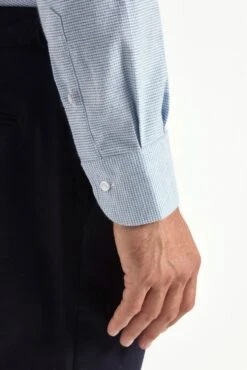 Blue Houndstooth Cotton And Cashmere Shirt - Made In Italy -Pini Parma Clothing Store Blue houndstooth cotton and cashmere shirt 5