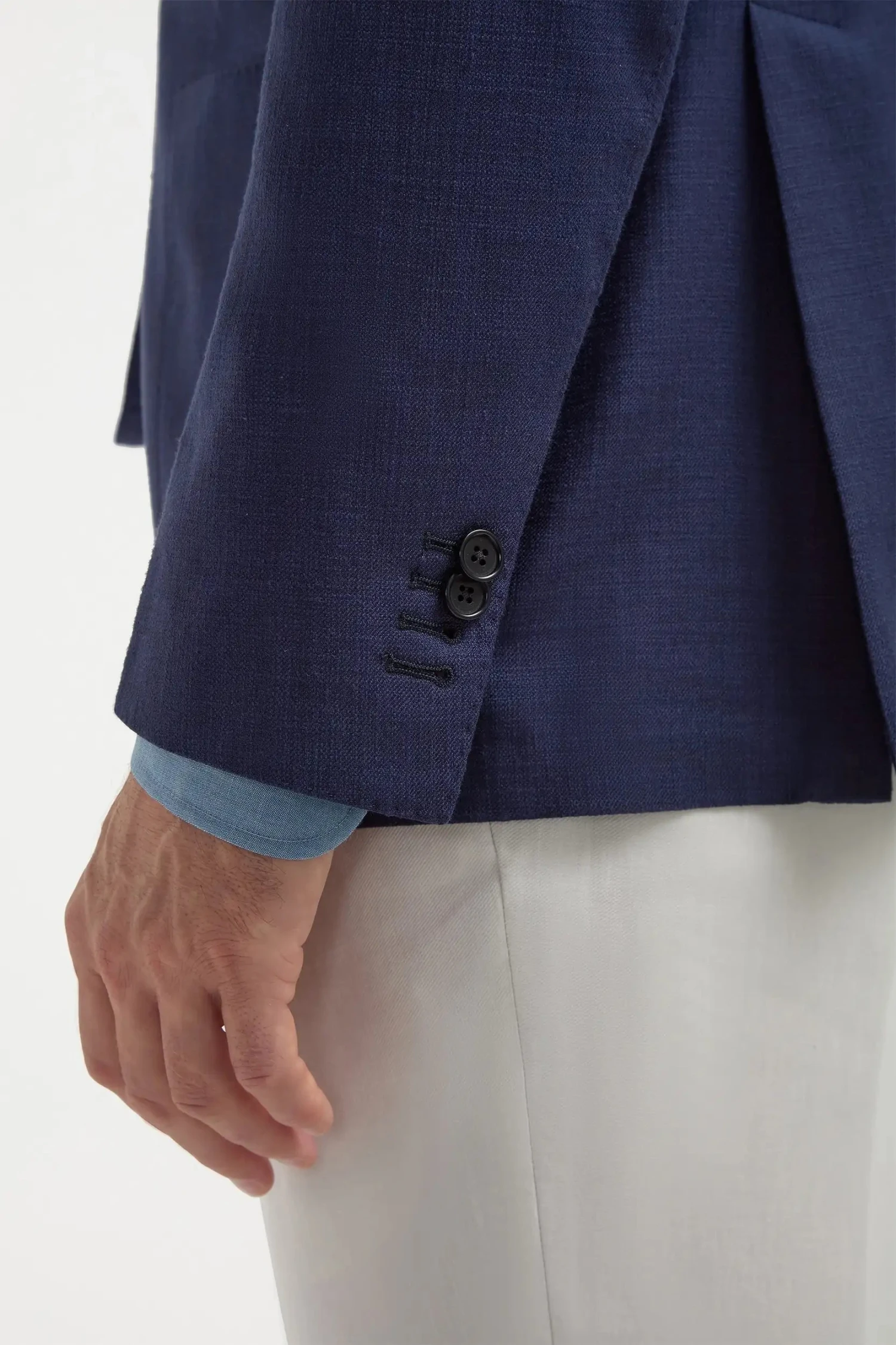 Blue Jacket In Cotton And Silk - Made In Italy 5 Blue Jacket In Cotton And Silk - Made In Italy - Image 3