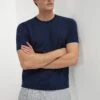 Blue Knitted T-shirt - Made In Italy 2 Blue Knitted T-shirt - Made In Italy -Pini Parma Clothing Store Blue knitted t shirt 2