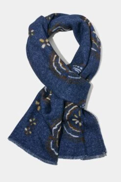 Blue Patterned Scarf - Made In Italy