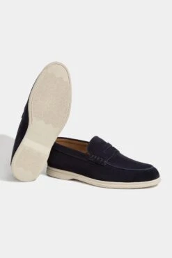 Blue Penny Loafers - Made In Italy -Pini Parma Clothing Store Blue penny loafers 3