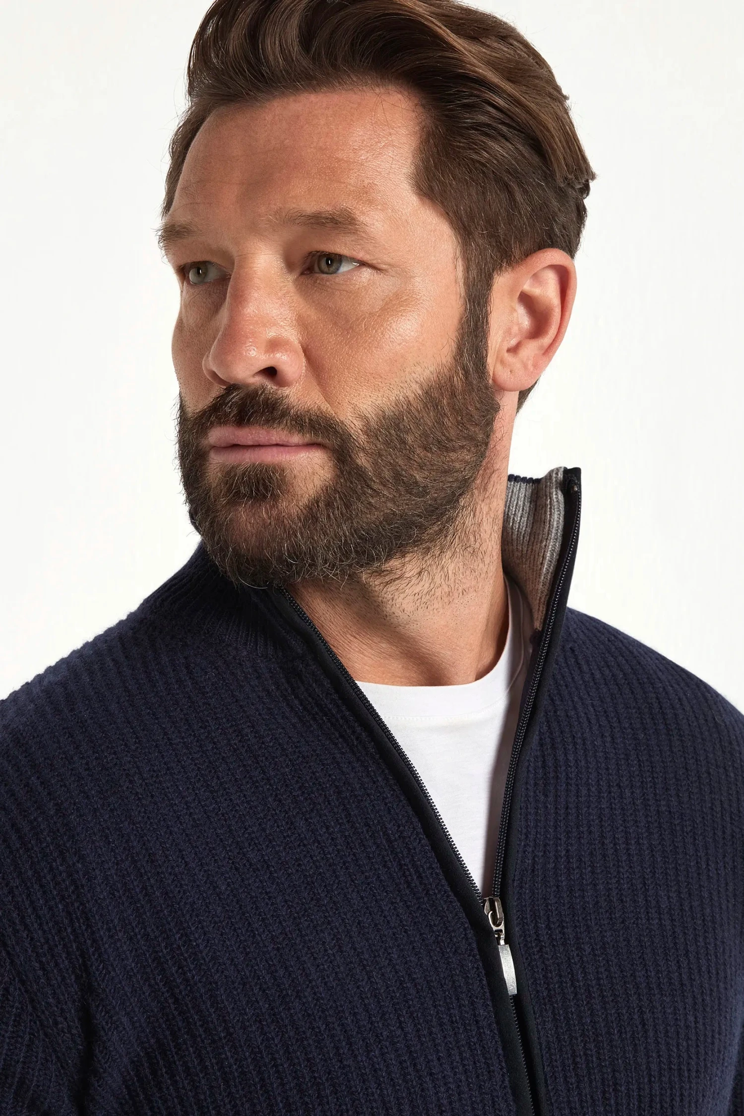 Blue Ribbed Cashmere Blend Full Zip – Made In Italy 4 Blue Ribbed Cashmere Blend Full Zip – Made In Italy - Image 2