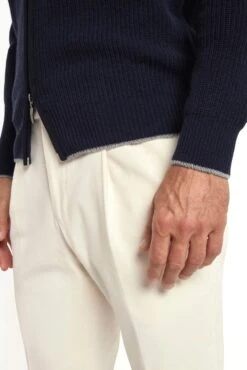 Blue Ribbed Cashmere Blend Full Zip – Made In Italy 8 Blue Ribbed Cashmere Blend Full Zip – Made In Italy -Pini Parma Clothing Store Blue ribbed cashmere blend full zip 4