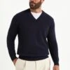 Blue Ribbed V-neck Sweater - Made In Italy 2 Blue Ribbed V-neck Sweater - Made In Italy -Pini Parma Clothing Store Blue ribbed v neck sweater 2