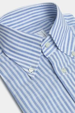 Button Down Light Blue Striped Shirt ”Sartoriale Collection”- Made In Italy
