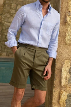 Kaki Cotton Shorts - Made In Italy