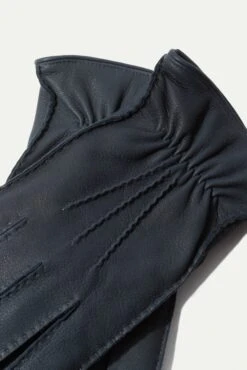 Dusty Blue Deerskin Leather Gloves - Made In Italy -Pini Parma Clothing Store Dusty blue Cashmere Lined Deerskin Leather Gloves 1