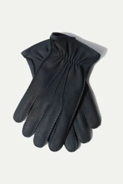 Dusty Blue Deerskin Leather Gloves - Made In Italy
