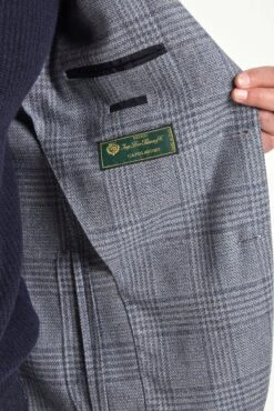 Dusty Blue Prince Of Wales Jacket - Made In Italy -Pini Parma Clothing Store Dusty blue Prince of Wales jacket 6