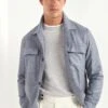 Dusty Blue Wool And Cashmere Shirt Jacket - Made In Italy 1 Dusty Blue Wool And Cashmere Shirt Jacket - Made In Italy -Pini Parma Clothing Store Dusty blue wool and cashmere shirt jacket 2