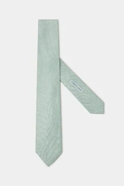 Green Linen And Silk Tie - Made In Italy