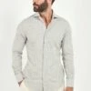 Grey Striped Cotton And Cashmere Shirt - Made In Italy 1 Grey Striped Cotton And Cashmere Shirt - Made In Italy -Pini Parma Clothing Store Grey striped cotton and cashmere shirt 2