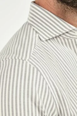Grey Striped Cotton And Cashmere Shirt - Made In Italy 8 Grey Striped Cotton And Cashmere Shirt - Made In Italy -Pini Parma Clothing Store Grey striped cotton and cashmere shirt 6
