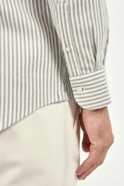 Grey Striped Cotton And Cashmere Shirt - Made In Italy 9 Grey Striped Cotton And Cashmere Shirt - Made In Italy -Pini Parma Clothing Store Grey striped cotton and cashmere shirt 7