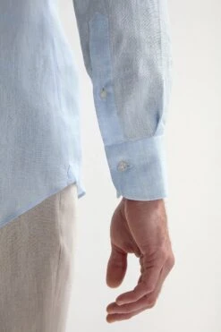 Light Blue Linen Button Down Shirt - Made In Italy -Pini Parma Clothing Store Light blue linen button down 3