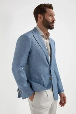 Light Blue Linen Jacket - Made In Italy