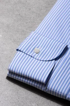Light Blue Striped Popover Shirt - Made In Italy -Pini Parma Clothing Store Light blue striped popover 2