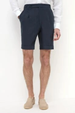 Navy Linen Shorts - Made In Italy