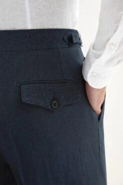 Navy Linen Shorts - Made In Italy -Pini Parma Clothing Store Navy linen shorts 3